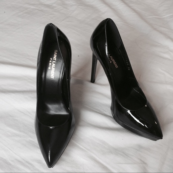 Saint Laurent Black Patent Leather Plaform Pumps - Picture 5 of 7